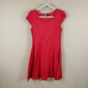 Vibe Sportswear Red Cap Sleeves Fit and Flare Dress Size M